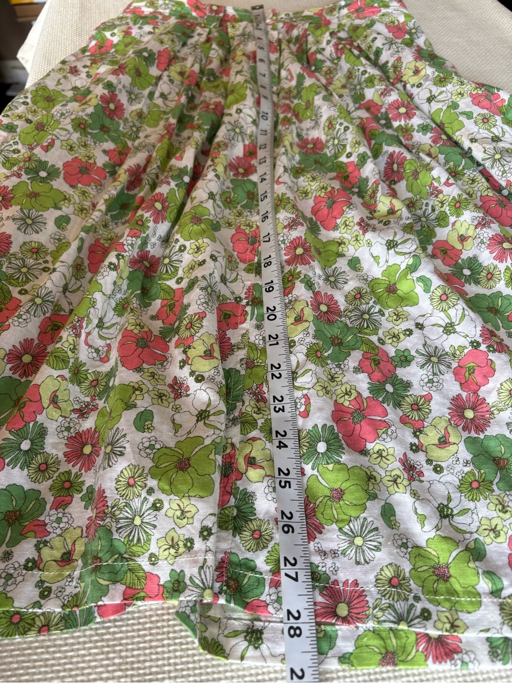 Modcloth Linen Blnd Floral Midi Skirt Size 10 Pink Green A Line Cottagecore - Picture 8 of 8